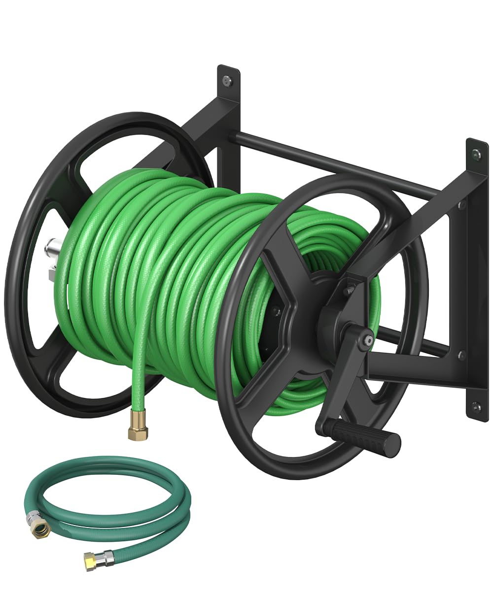Wall Mounted Garden Hose Reel with Leader Hose D82596
