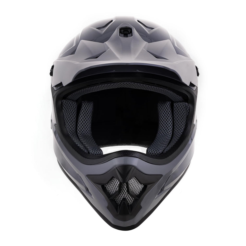 Adult ATV Dirt Bike Helmet with Goggles Gloves & Mask Adjustable Sun Visor Motorcycle Off-Road Motocross Downhill Moped MX Gray L U118