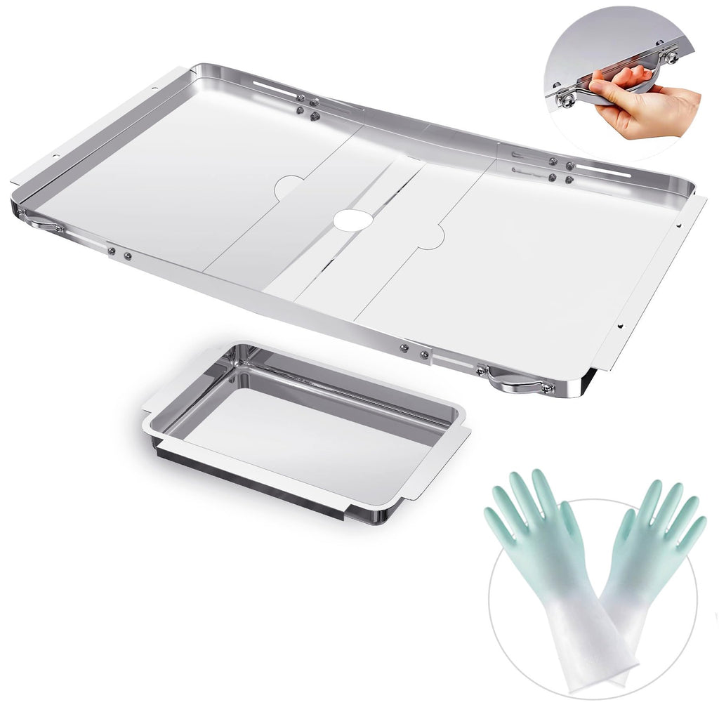 Adjustable Stainless Steel Grill Grease Tray with Catch Pan K884982