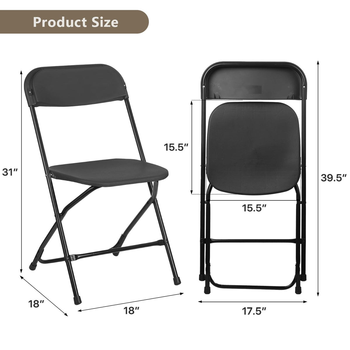 Portable Heavy Duty Folding Chairs 10 Pack Black I91379