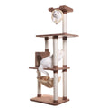 Tall 70 Inch MultiLevel Feline Activity Tower with Scratching Posts and Playhouse, Tan O992
