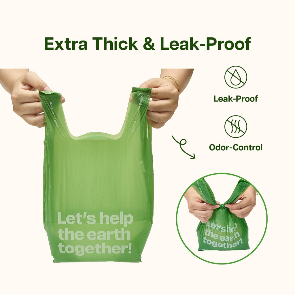 Dog Poop Bags with Handles, Large Size, 240 Bags, Unscented F99267