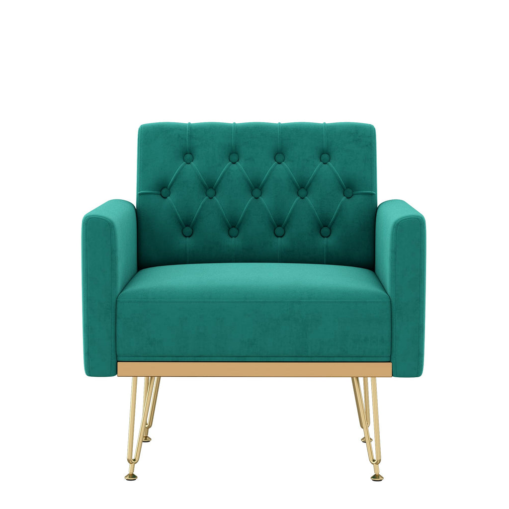 Oversized Velvet Tufted Accent Chair with Gold Legs E256