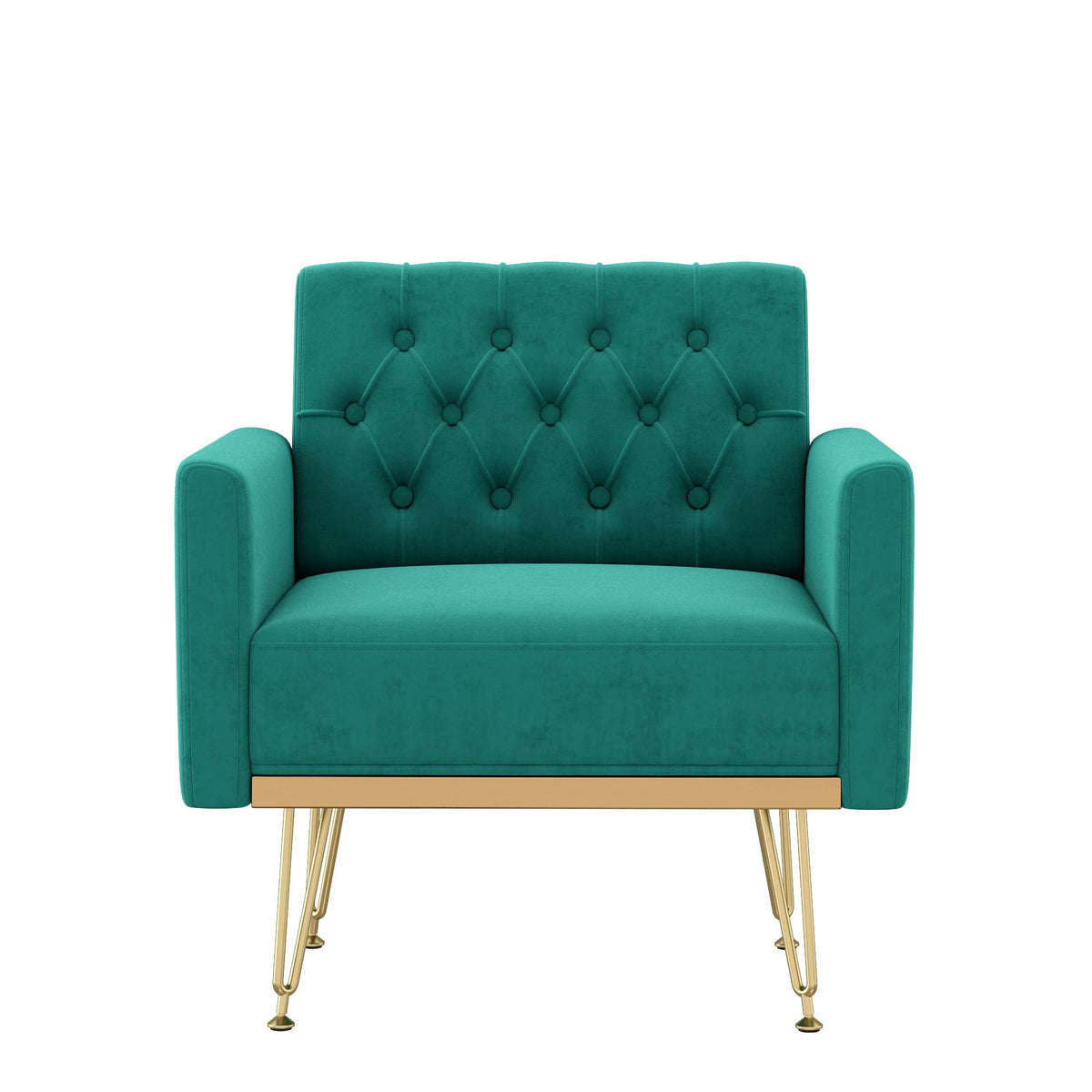 Oversized Velvet Tufted Accent Chair with Gold Legs E256