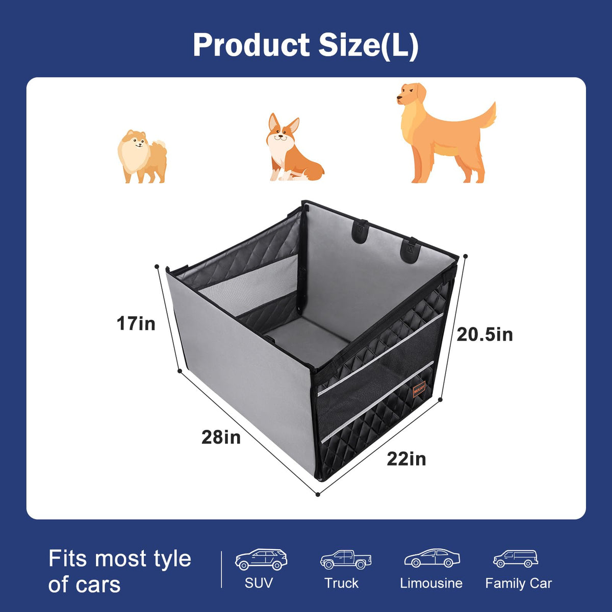 Waterproof Dog Car Seat with Storage Pocket L3345