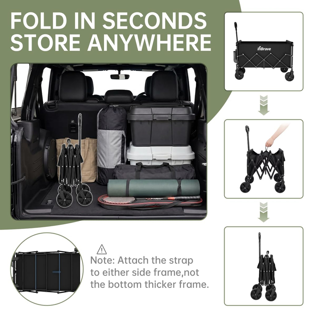 Collapsible Wagon Cart with All-Terrain Wheels, Black B598