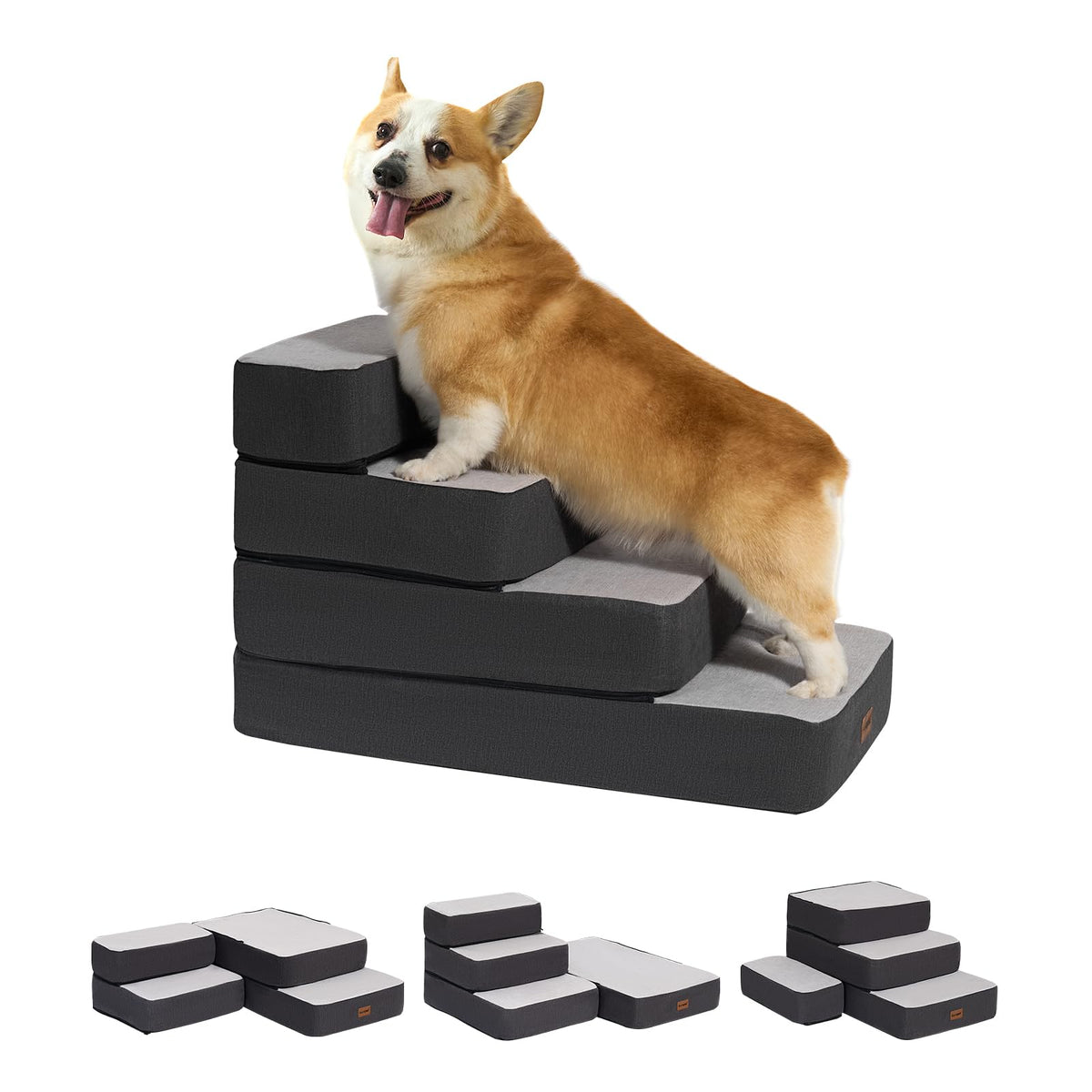 4-Step Adjustable Foldable Non-Slip Dog Stairs U737