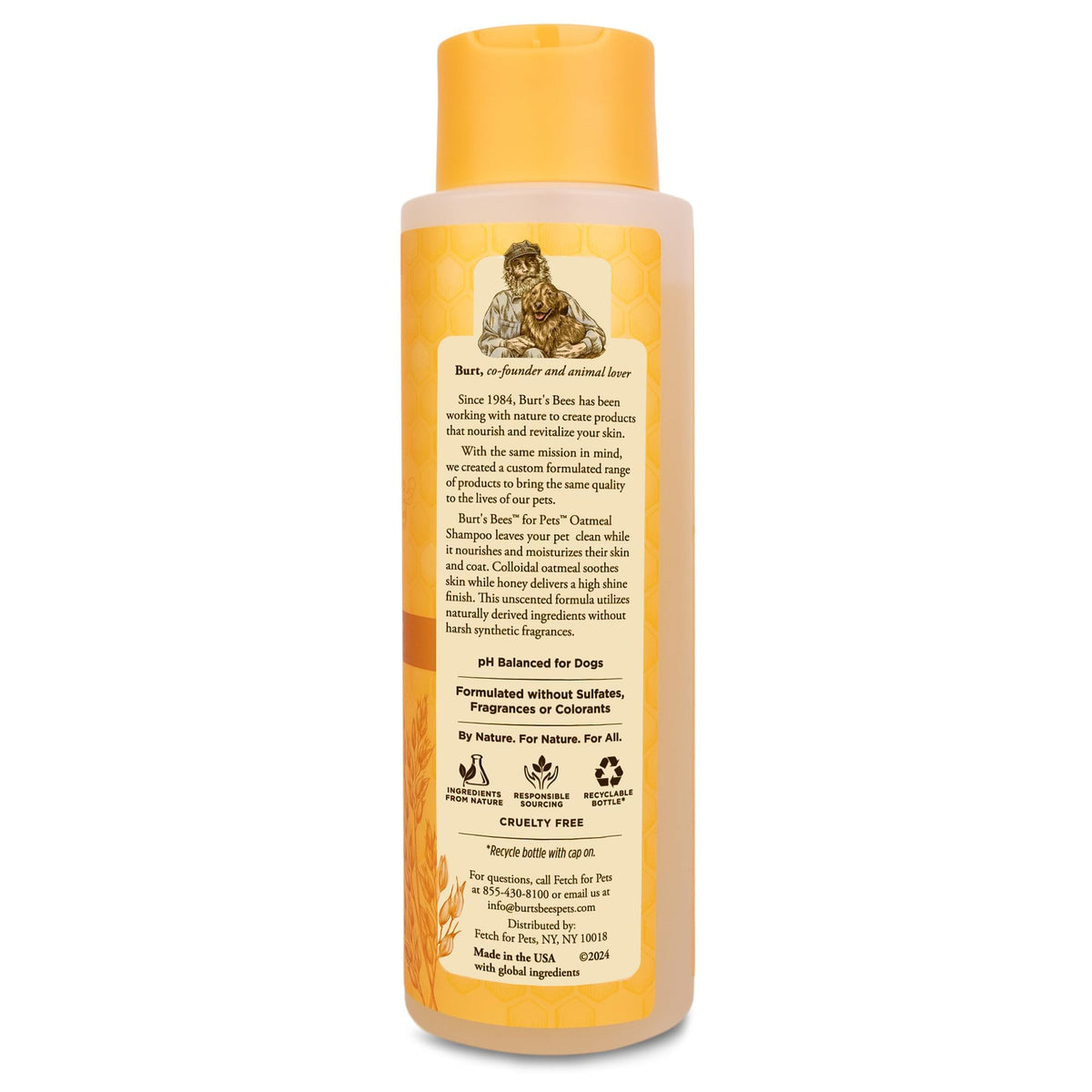 Oatmeal Dog Shampoo with Honey, Unscented, 16 Fl Oz Q219