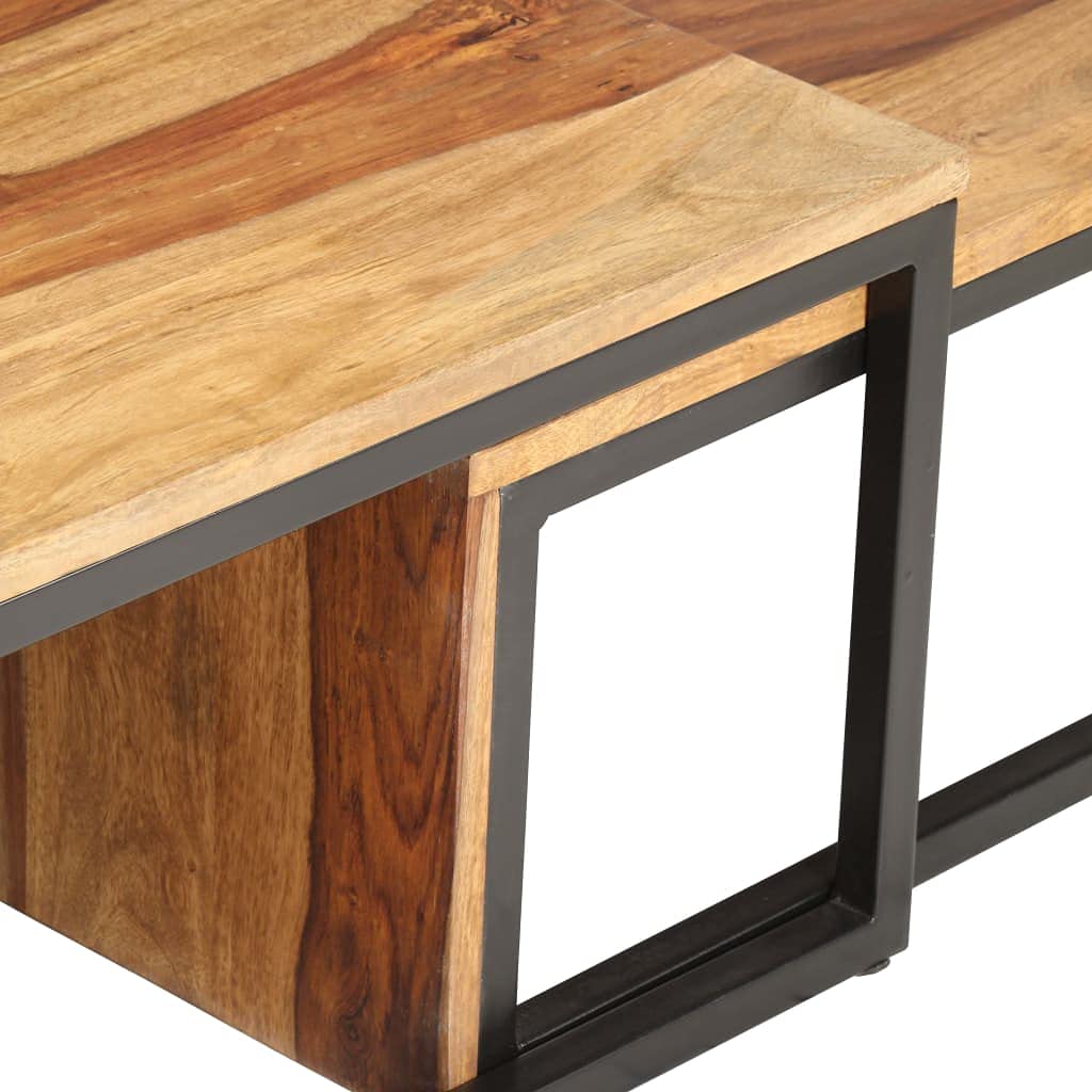 2 pcs Solid Sheesham Wood Nesting Tables N4660