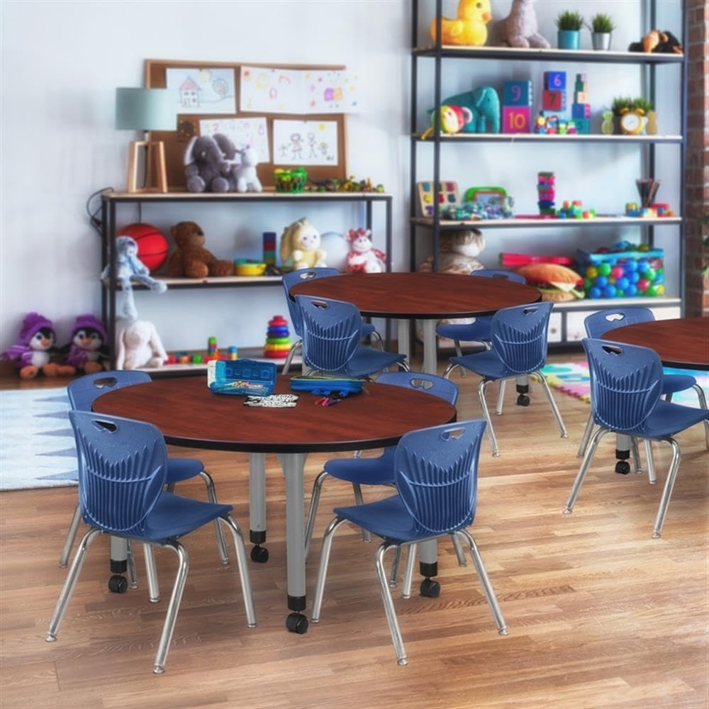 42" Round Mobile Table with 4 Stack Chairs Q977377