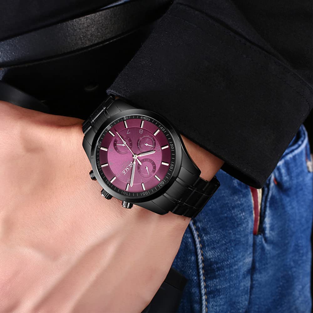 40mm Analog Watch with Auto Date & Day Display, Stainless Steel, 30M Waterproof W633