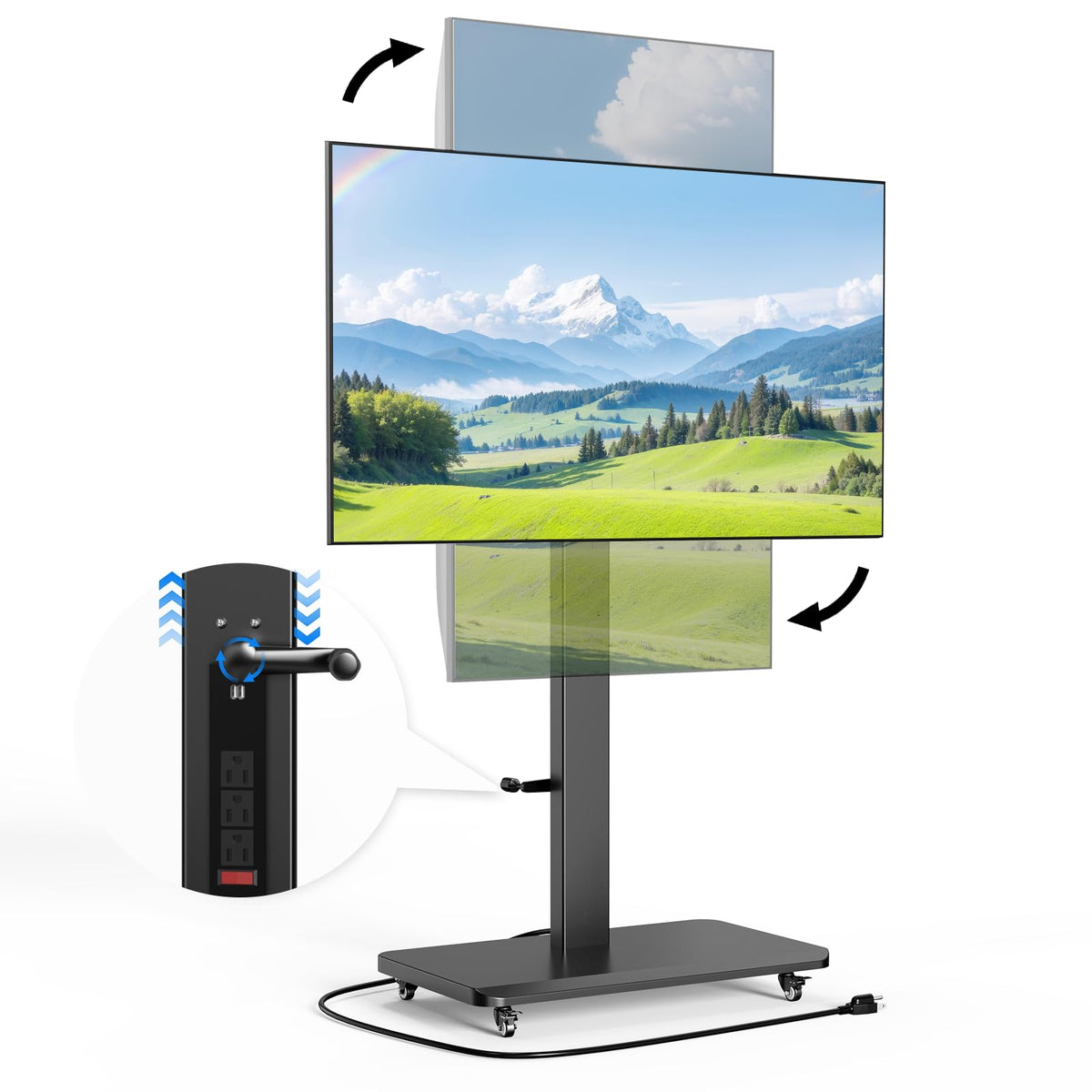Mobile TV Stand with Power Outlet and Wheels M7466