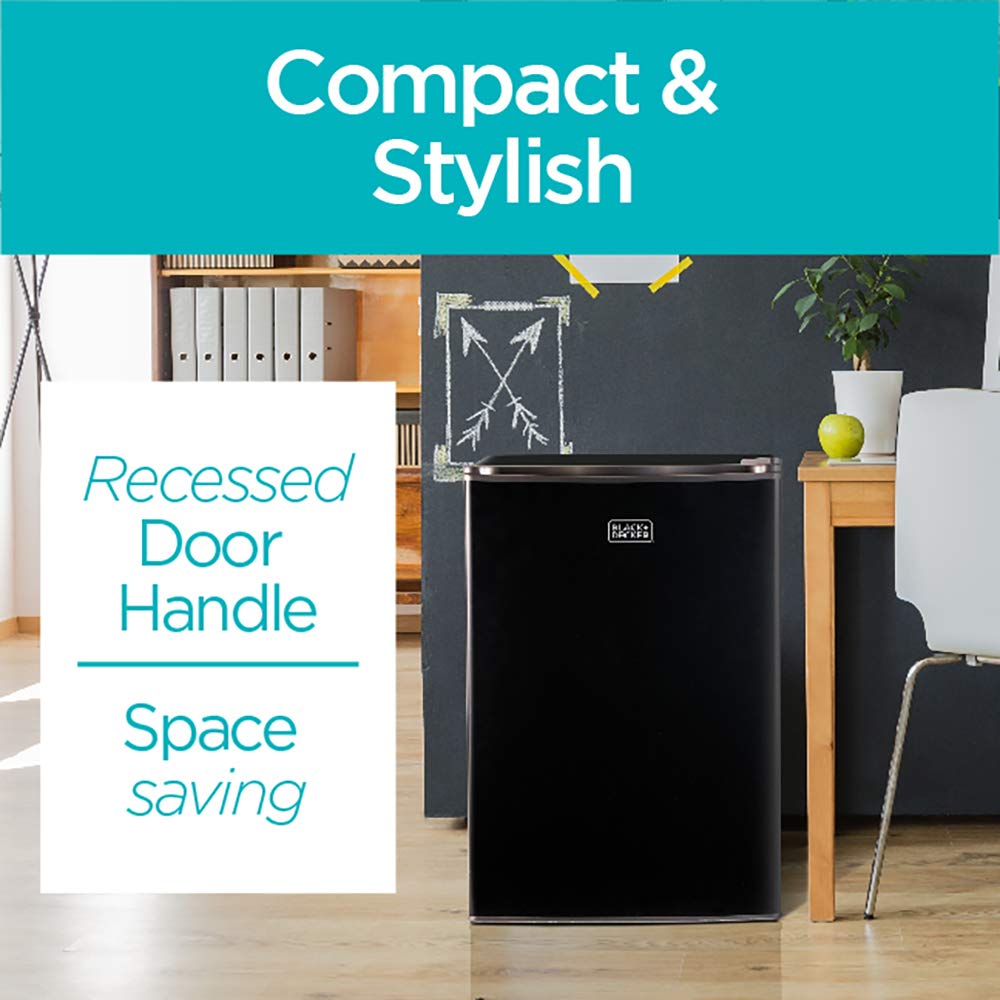 Compact Single Door Mini Fridge with Freezer, 2.5 Cubic Feet, Black & Single Serve K-Cup Pod Coffee Maker, Black S86338