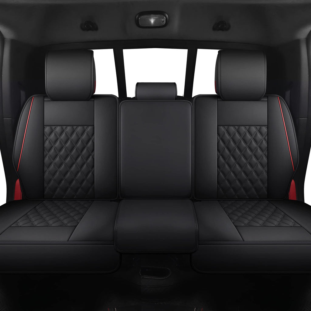 Waterproof Synthetic Leather Car Seat Covers 5PCS Full Set Black Red N315616