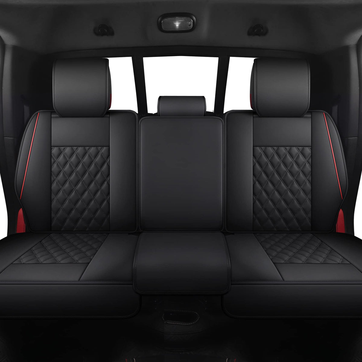 Waterproof Synthetic Leather Car Seat Covers 5PCS Full Set Black Red N315616