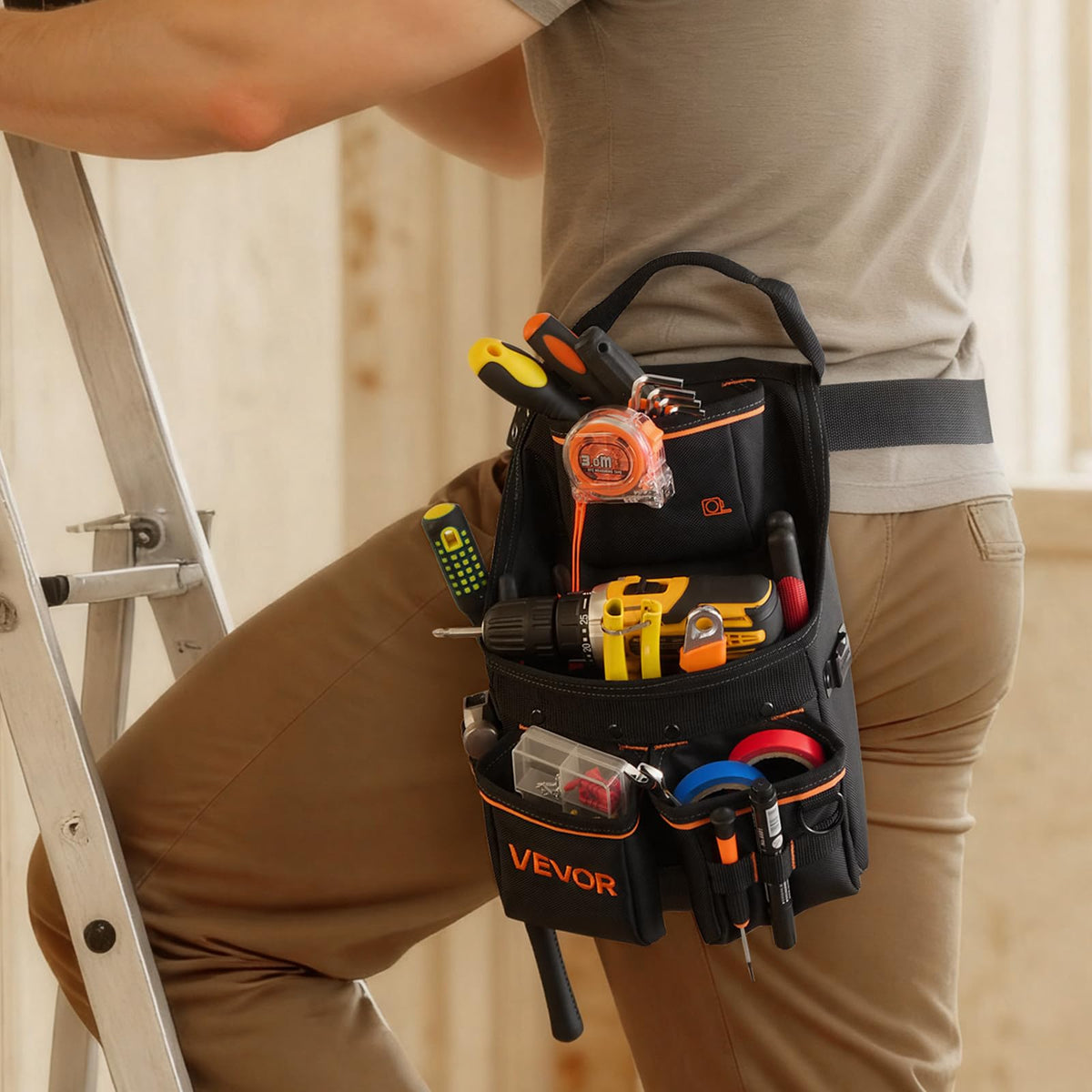 14 Pockets Heavy Duty Adjustable Tool Pouch with Belt D554