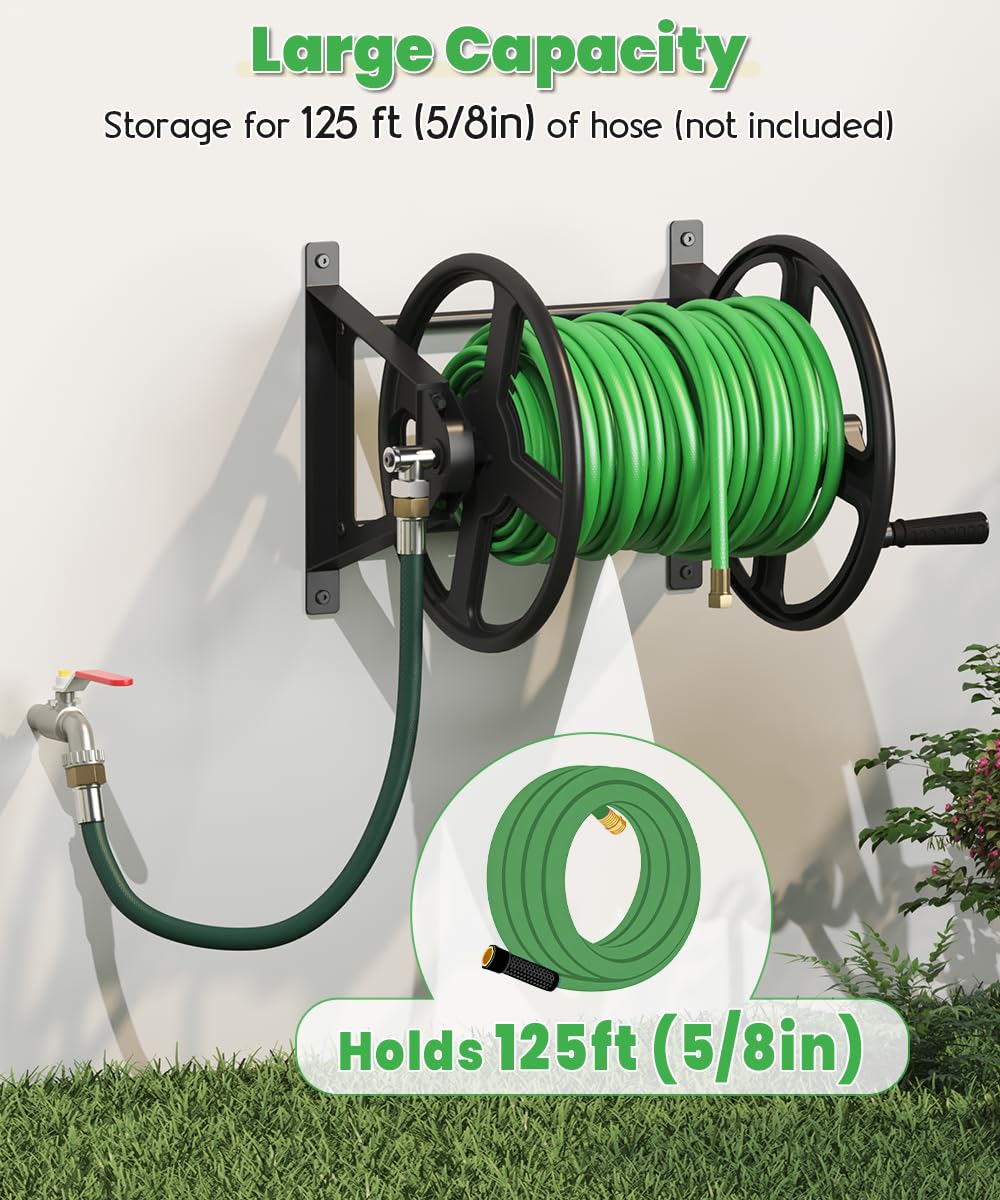Wall Mounted Garden Hose Reel with Leader Hose D82596