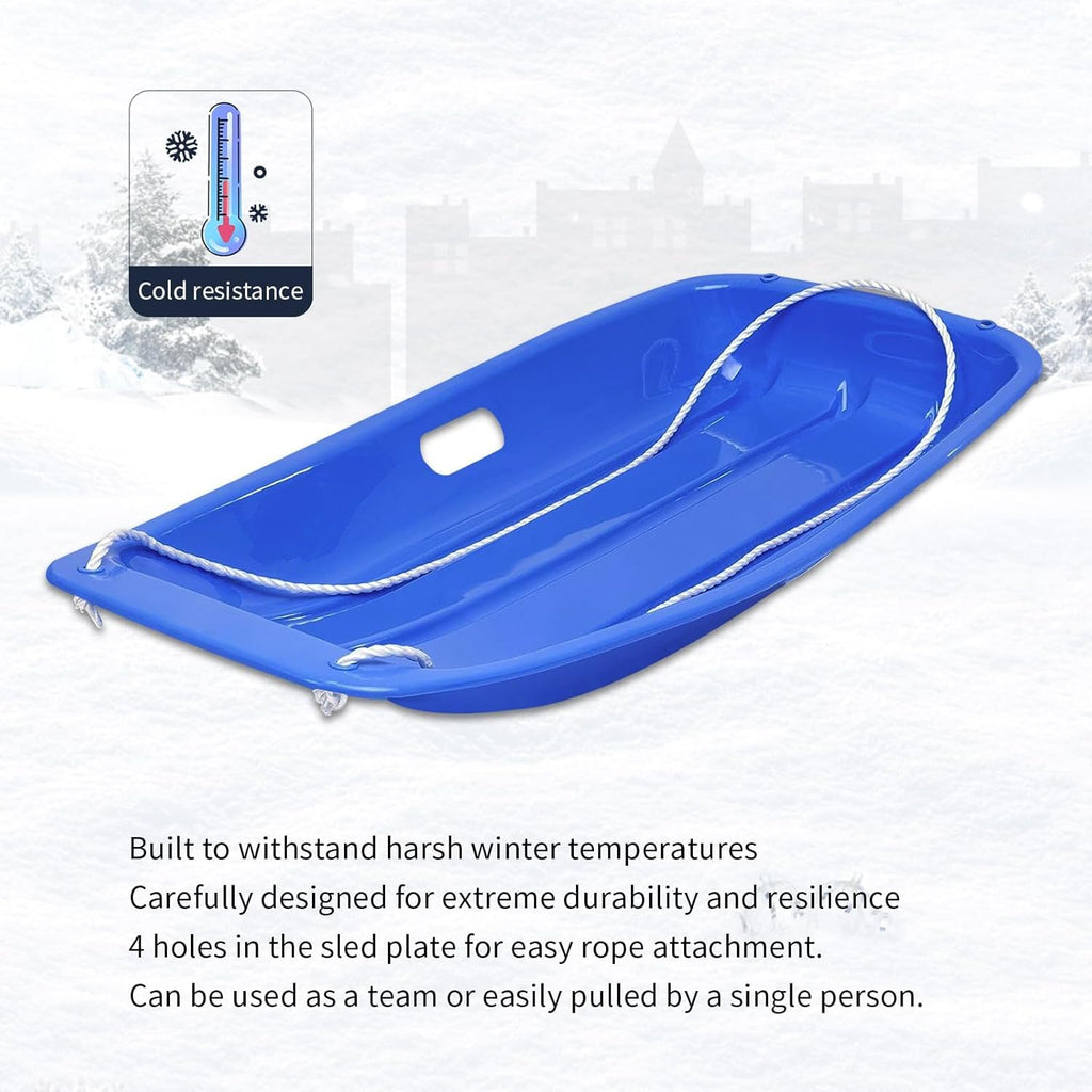 35 Inch 2-Person Plastic Snow Sled with Pull Rope I56436