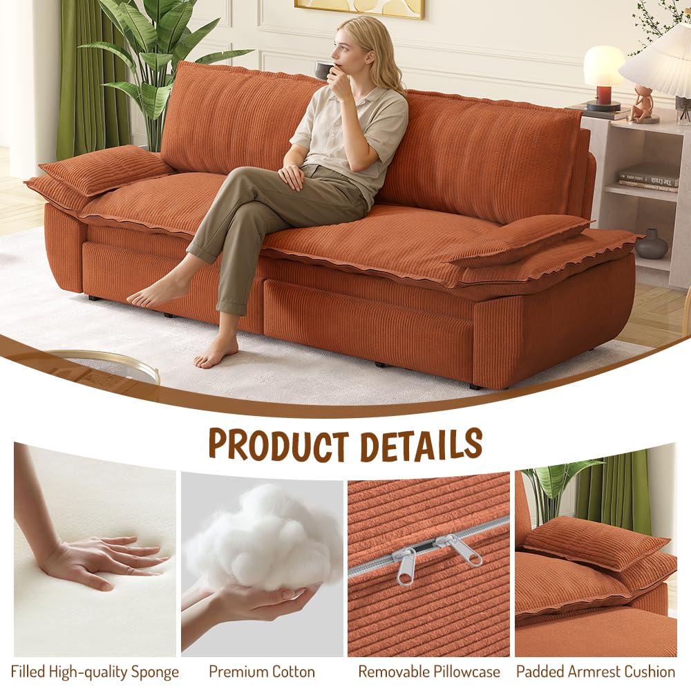 Orange Velvet Two Seater Sofa B690478