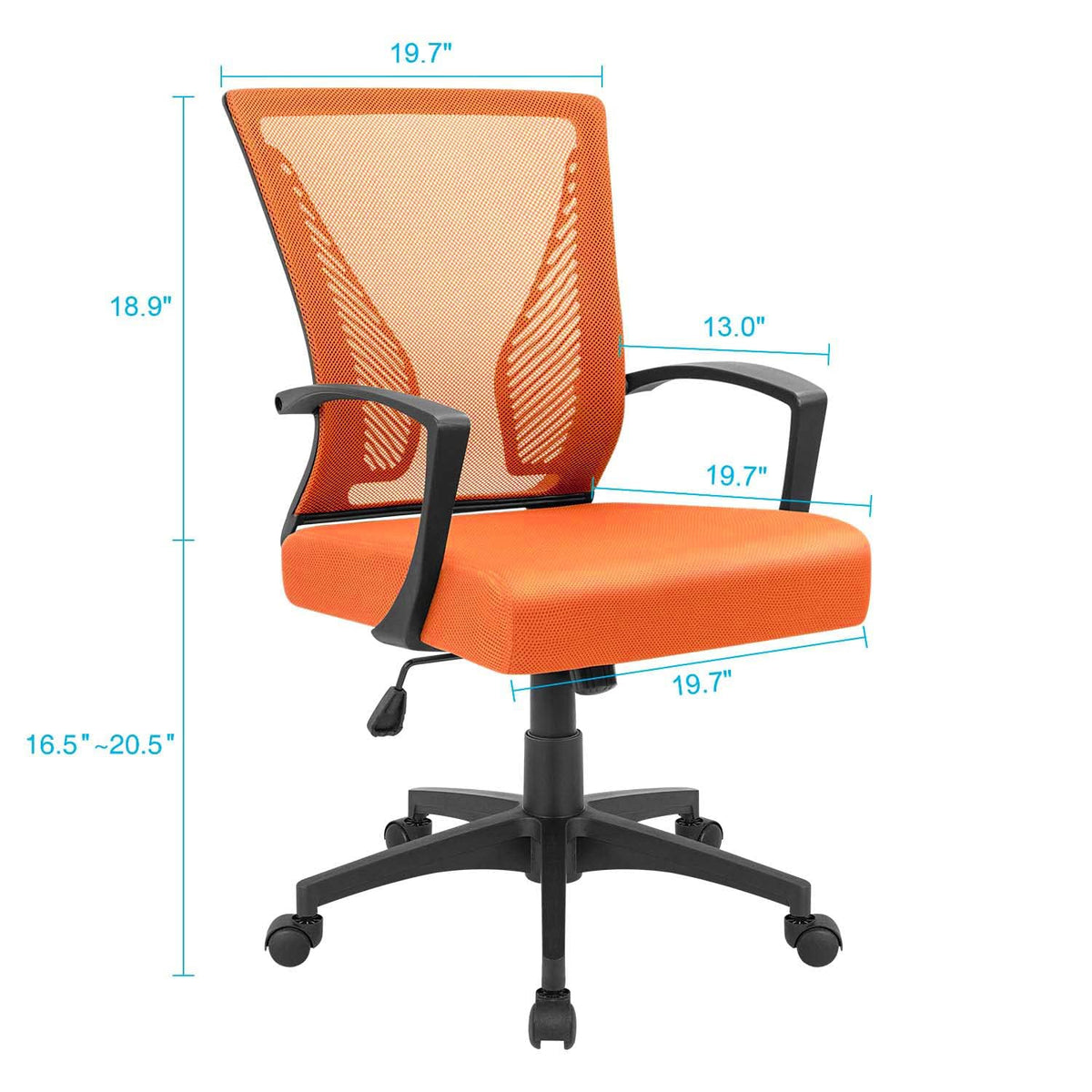 Orange Mesh Ergonomic Office Chair with Armrest Y29723
