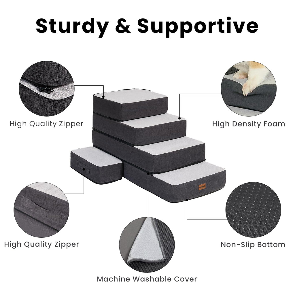 4-Step Adjustable Foldable Non-Slip Dog Stairs U737