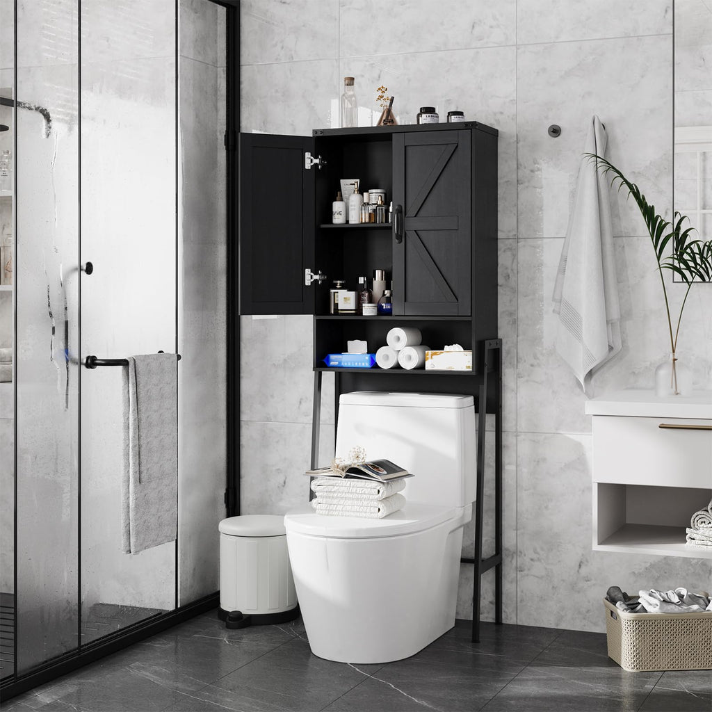 Over The Toilet Storage Cabinet with 2-Door Design Black P502064