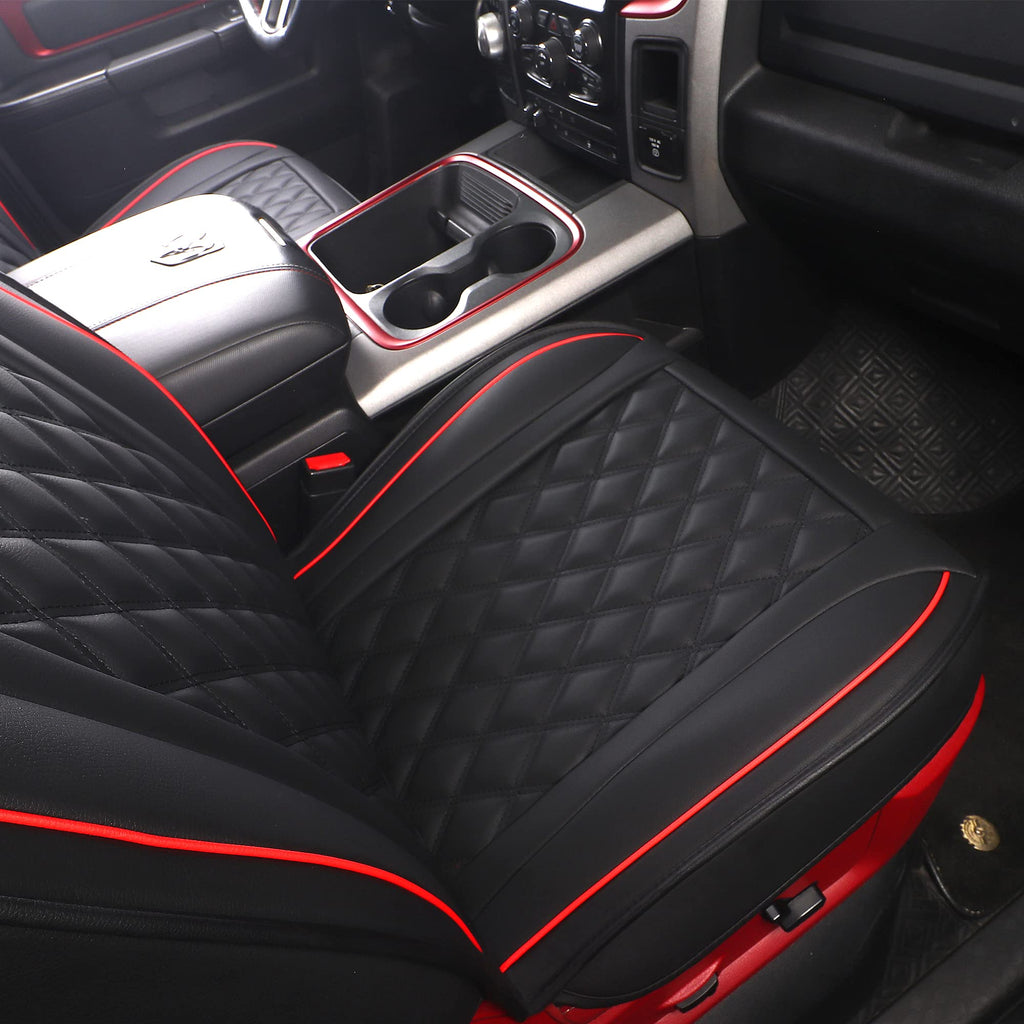 Waterproof Synthetic Leather Car Seat Covers 5PCS Full Set Black Red N315616