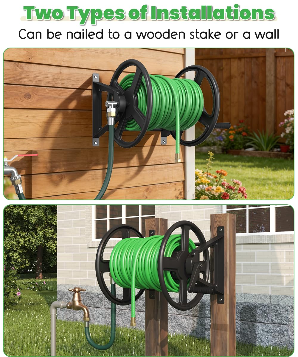 Wall Mounted Garden Hose Reel with Leader Hose D82596
