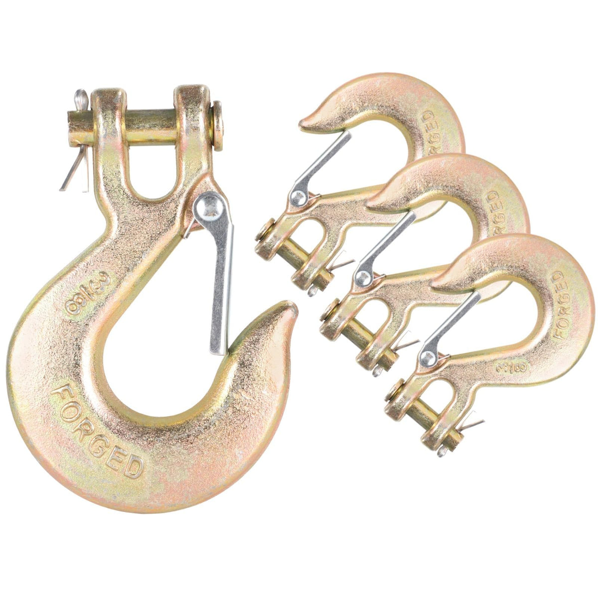 4 Pack 3/8-Inch Grade 70 Steel Clevis Slip Hooks with Safety Latch J720196