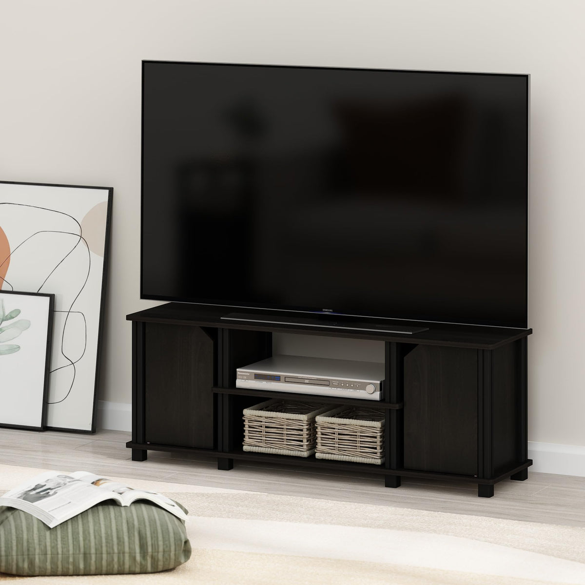 3-Tier Open Shelf TV Stand with Cabinets C875