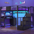 Full Size Loft Bed with Desk and Storage Stairs B33569