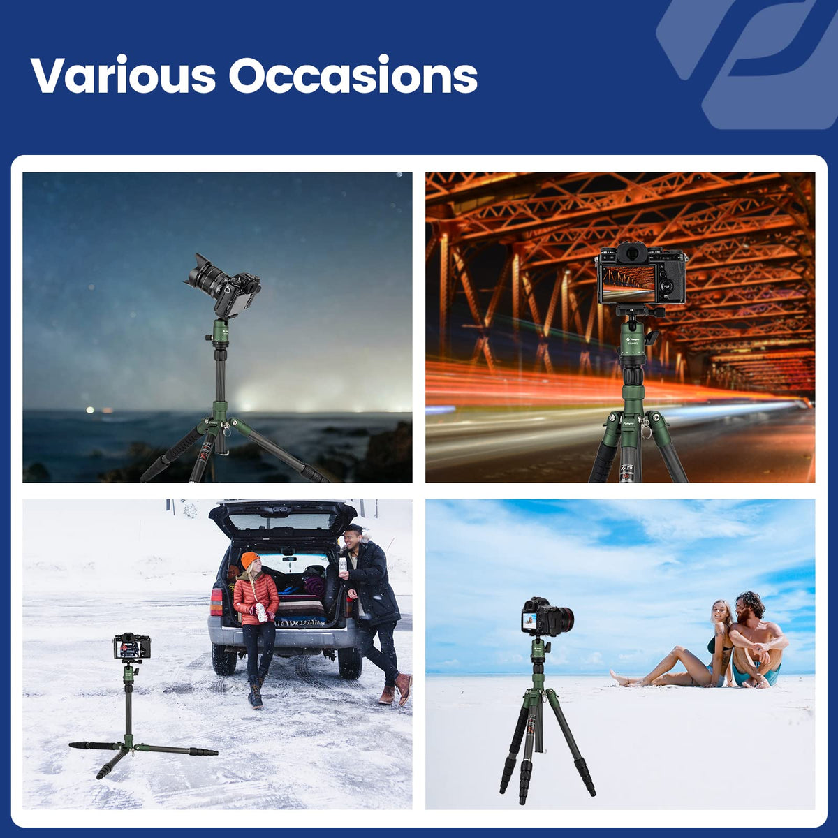 60" Carbon Fiber Camera Tripod with Ball Head and Monopod J58050