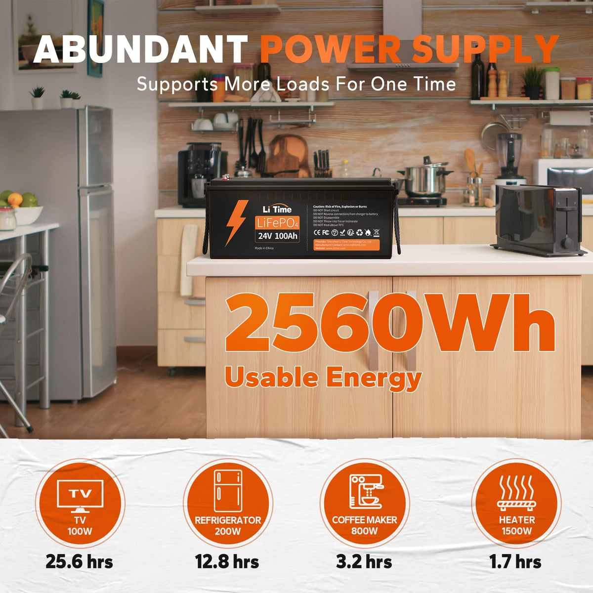 24V 100Ah LiFePO4 Lithium Battery W512324