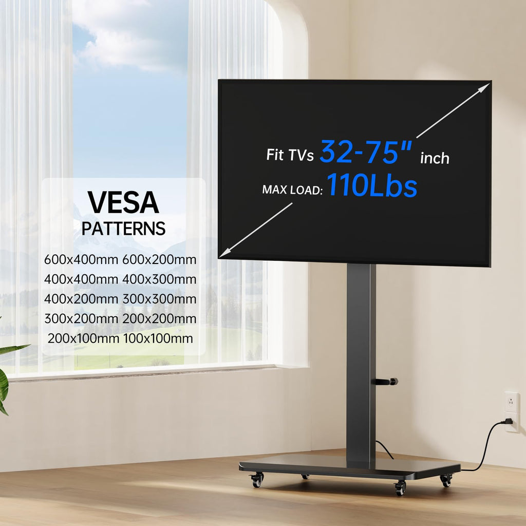 Mobile TV Stand with Power Outlet and Wheels M7466