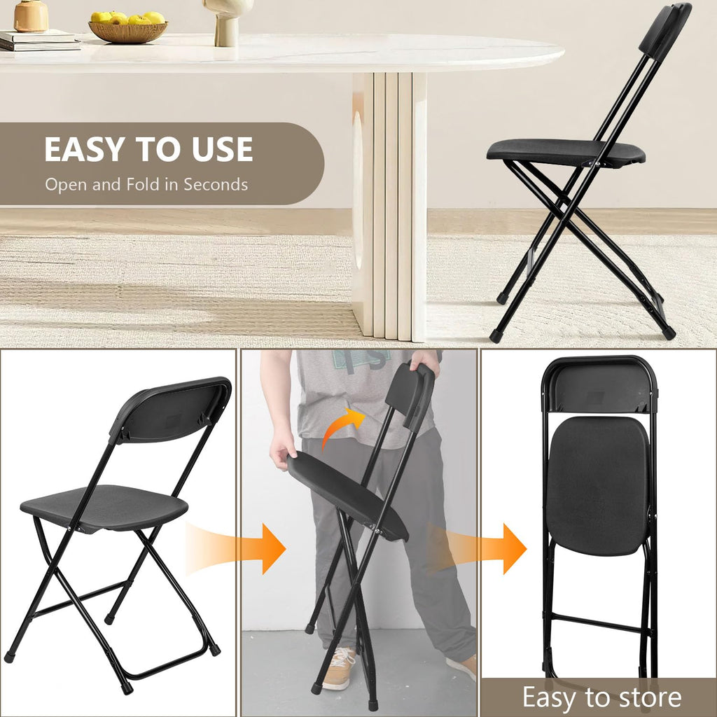 Portable Heavy Duty Folding Chairs 10 Pack Black I91379
