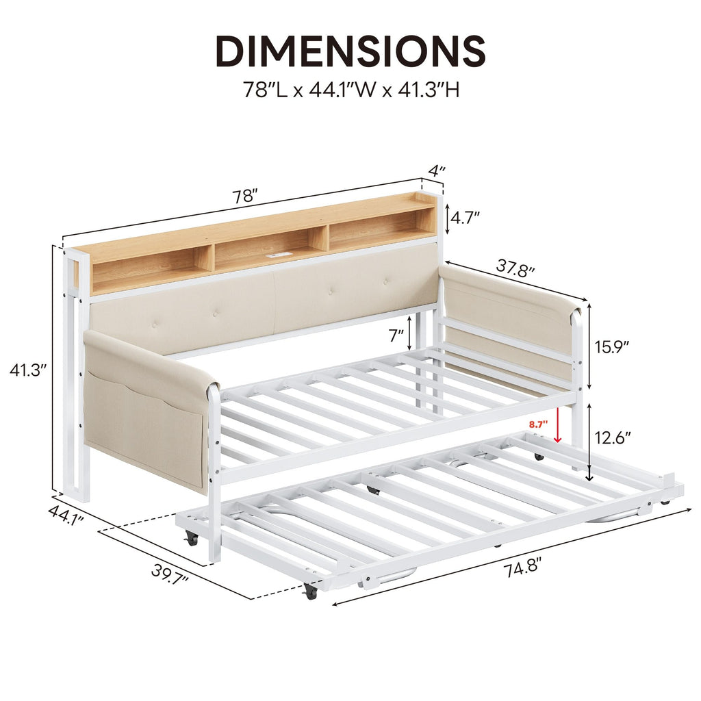 White Daybed with Trundle B54619
