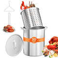 30QT Aluminum Turkey Fryer Pot & Seafood Boil Pot with Strainer Basket S204496