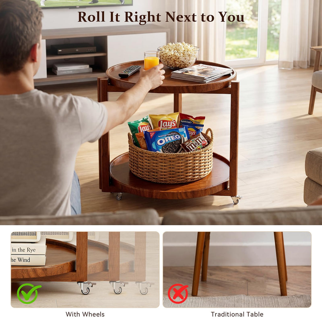 Rolling Side Table with Wheels A3684