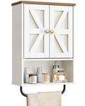 White and Walnut Bathroom Wall Cabinet with Towel Bar H819