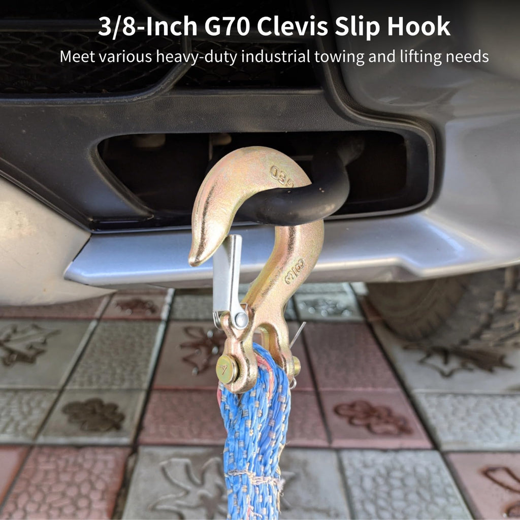 4 Pack 3/8-Inch Grade 70 Steel Clevis Slip Hooks with Safety Latch J720196