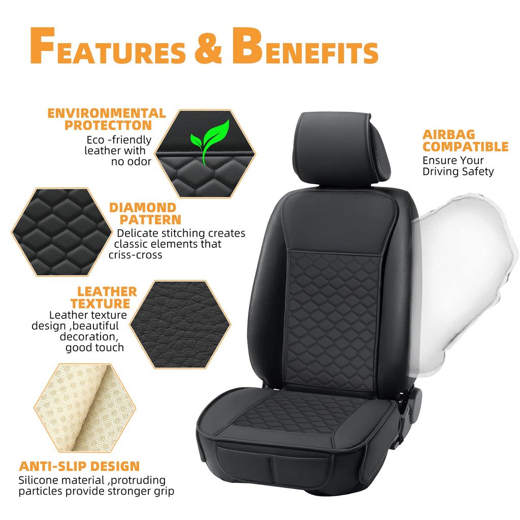 Leather Waterproof Car Seat Cover Full Set Black J95163