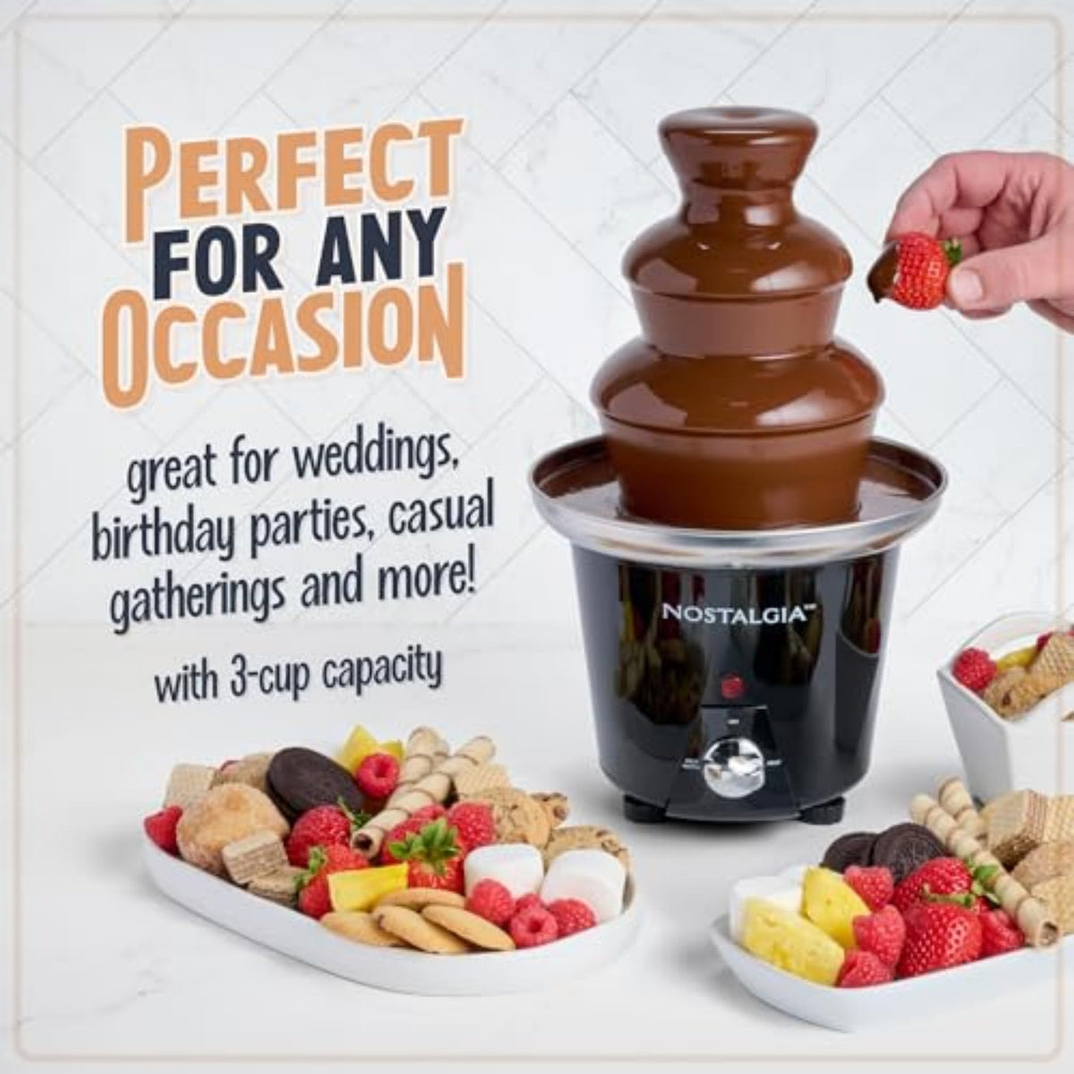 3 Tier Electric Chocolate Fondue Fountain Machine 24-Ounce Black Y6833