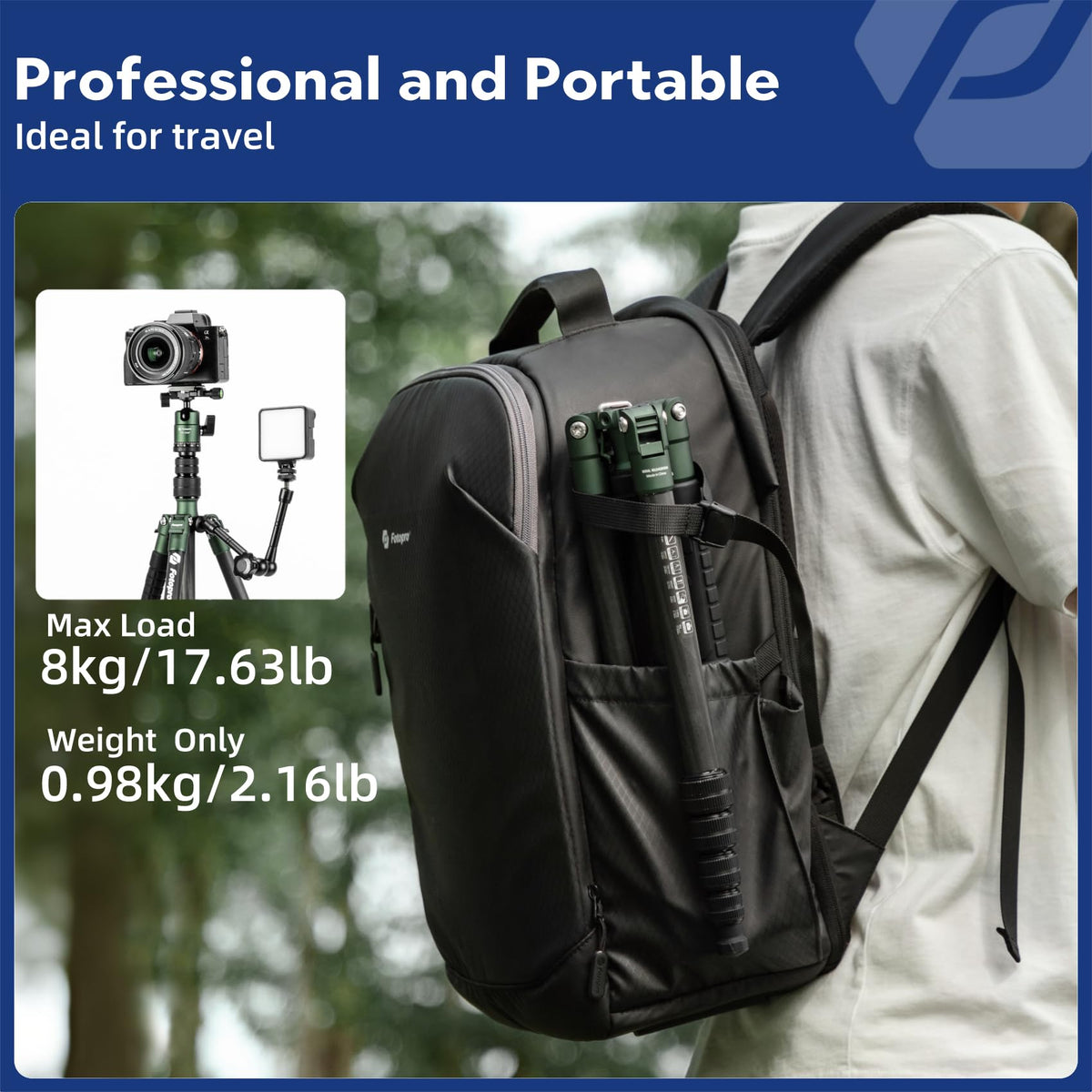 60" Carbon Fiber Camera Tripod with Ball Head and Monopod J58050