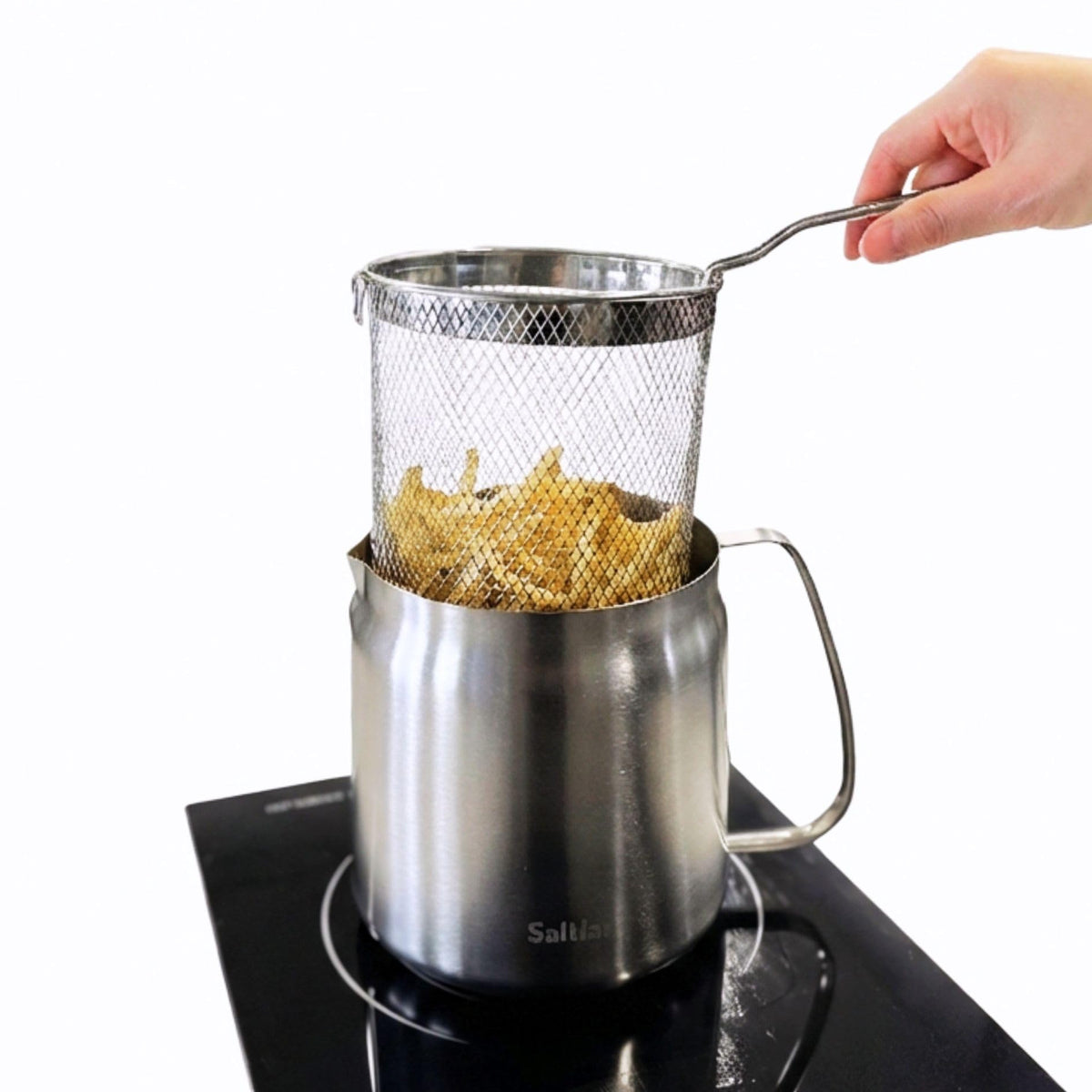304 Stainless Steel Deep Fryer Pot with Basket and Oil Strainer, 3.5 L H908644