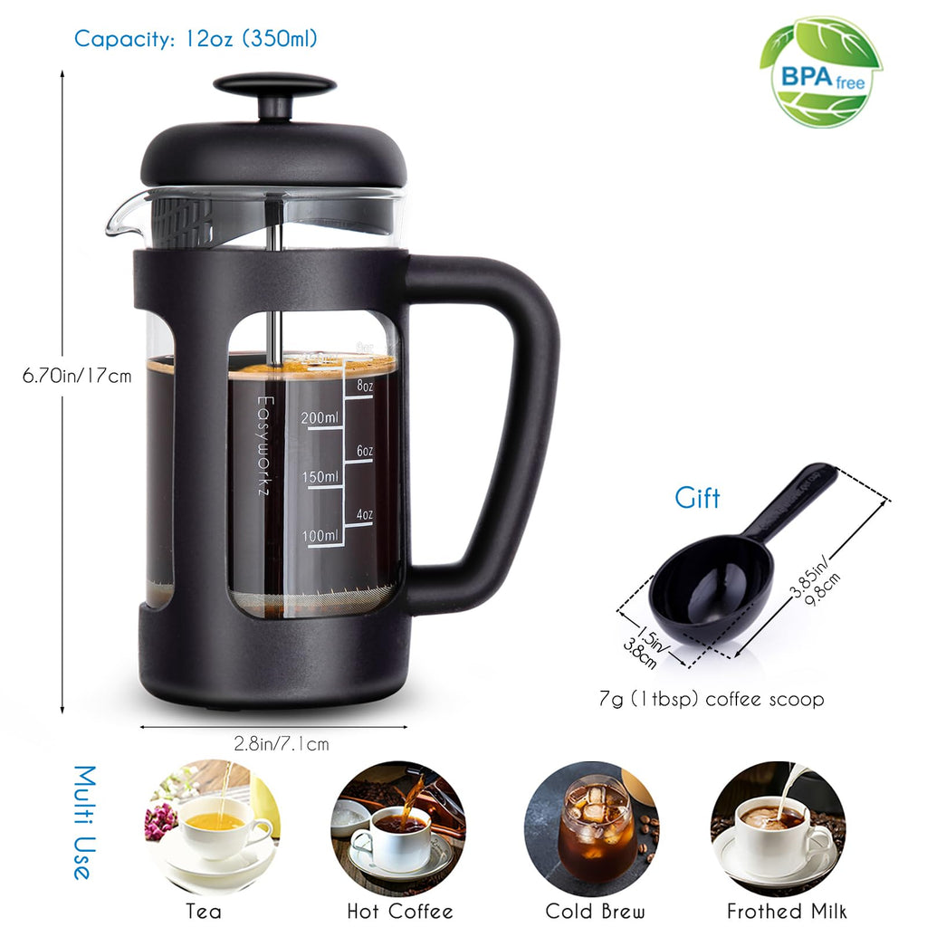 12 oz French Press Coffee Tea Maker with Measuring Coffee Spoon K90848