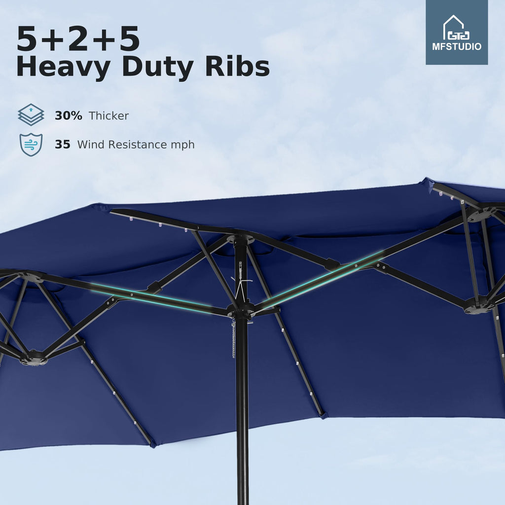 Navy Blue Double-Sided 15ft Patio Umbrella N24523