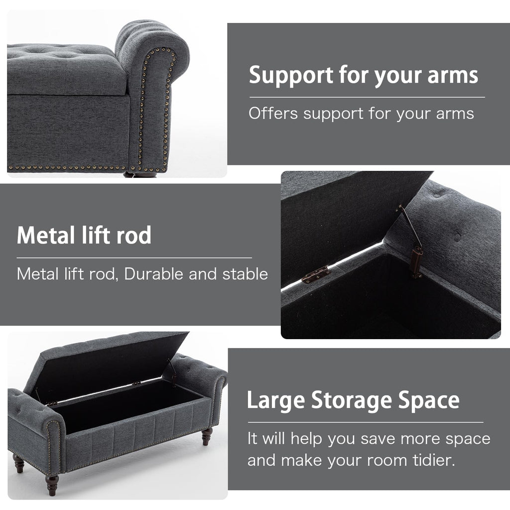 58" Chenille Storage Bench F510370