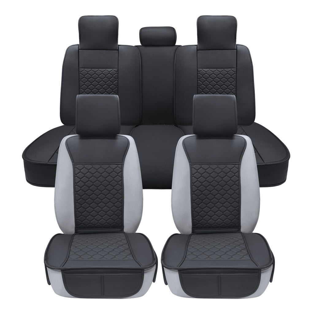 Leather Waterproof Car Seat Cover Full Set Black J95163