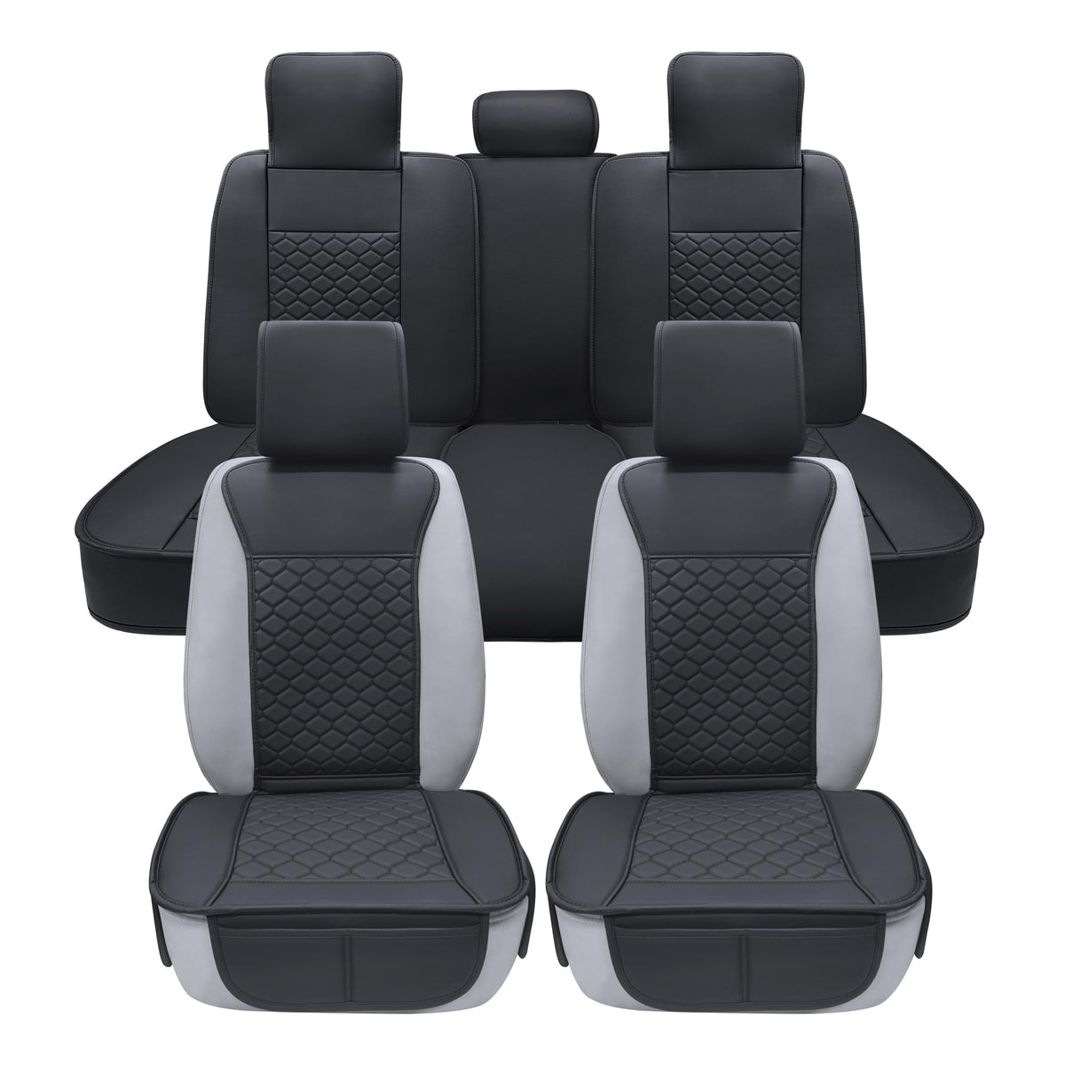 Leather Waterproof Car Seat Cover Full Set Black J95163