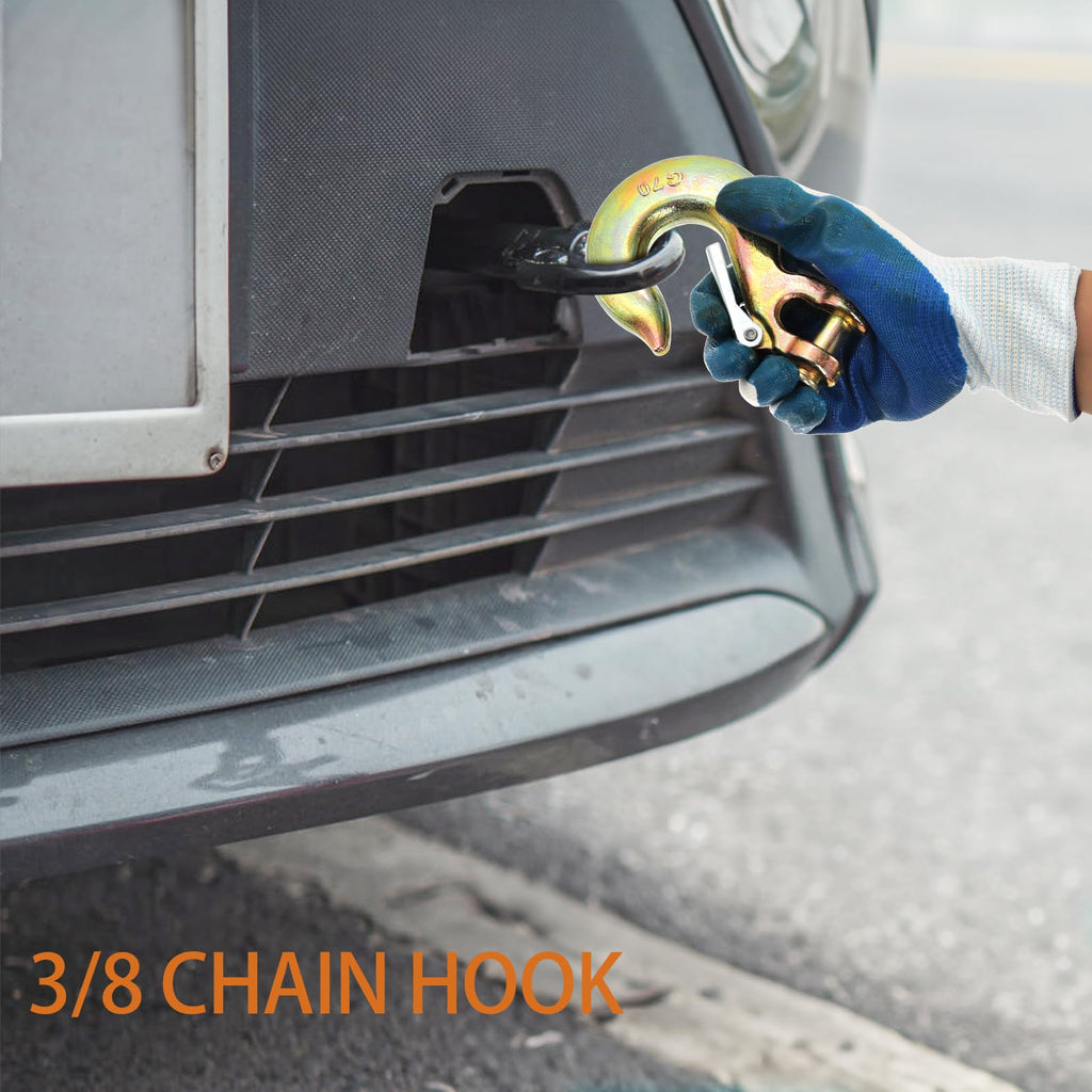 6 Pack 3/8 Inch G70 Forged Steel Clevis Slip Hook with Safety Latch H1812